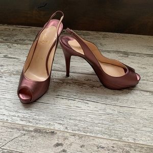 Christian Louboutin purple no prive peep-toe sling back heels💜